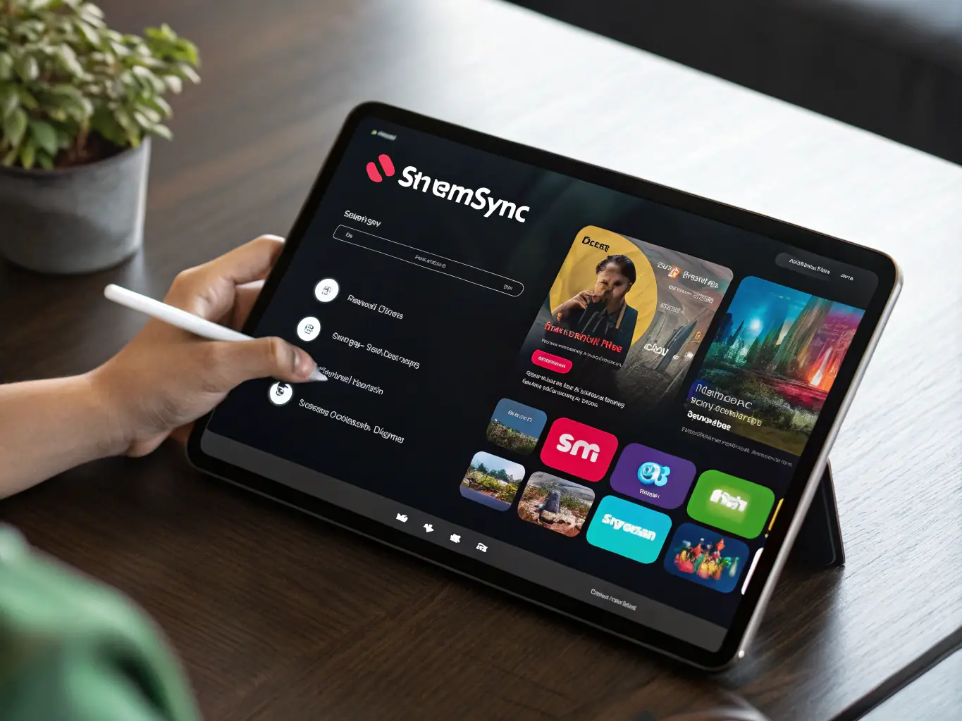 An image showcasing the StreamHub user interface, with clear navigation and content categories.